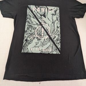 Panic! At The Disco P!ATD Black Tee With Abstract Blue & White Graphic Large